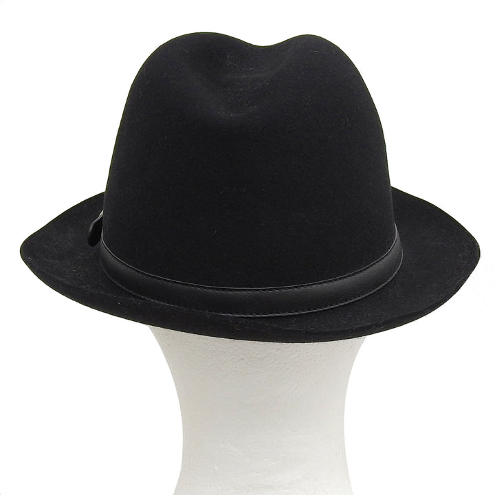 Excellent GUCCI hat 100% Felt Leather Foldover black Rabbit mens M