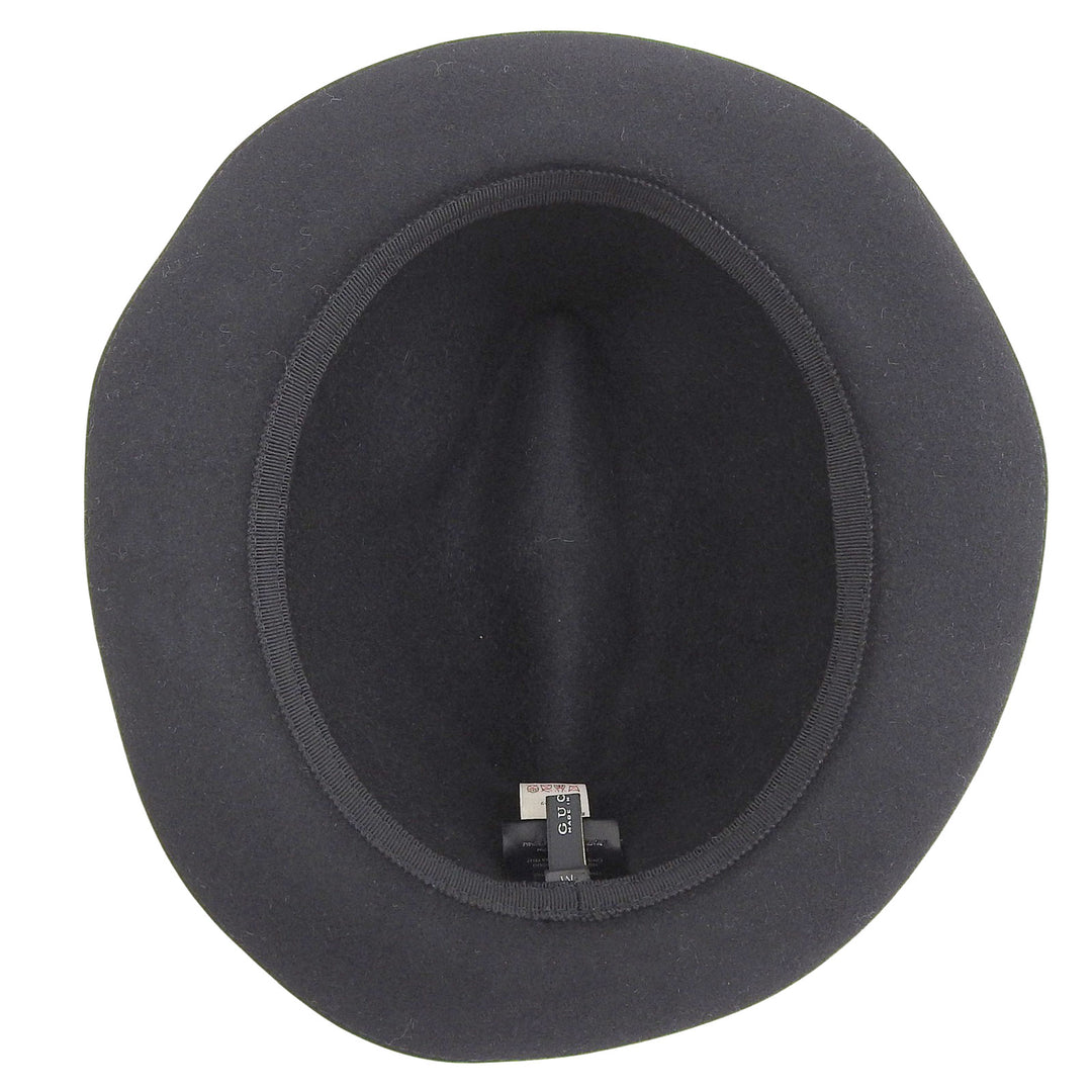 Excellent GUCCI hat 100% Felt Leather Foldover black Rabbit mens M