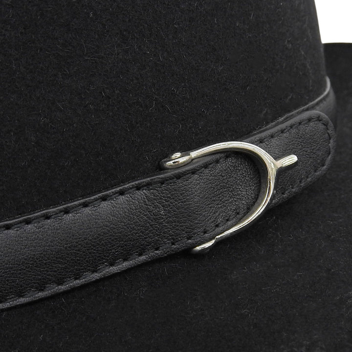 Excellent GUCCI hat 100% Felt Leather Foldover black Rabbit mens M