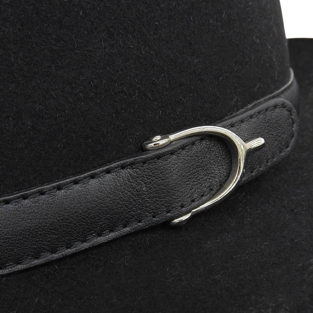 Excellent GUCCI hat 100% Felt Leather Foldover black Rabbit mens M