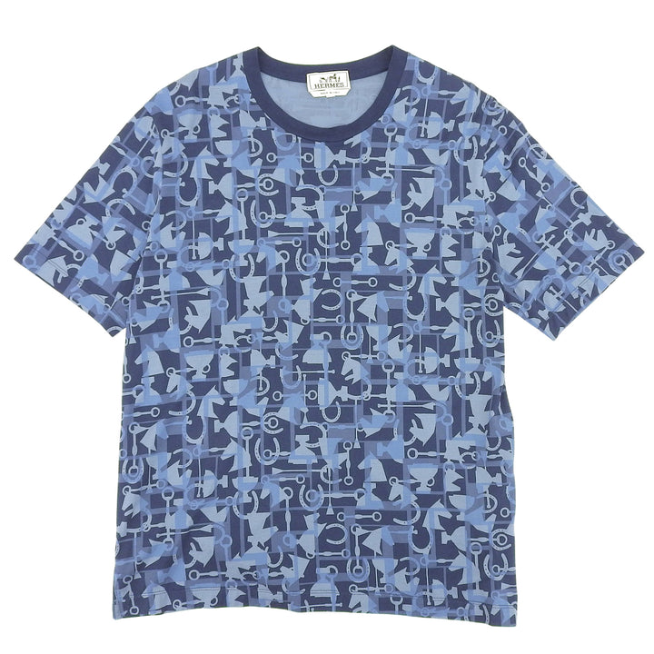 Excellent HERMES Short sleeve T-shirt Horse print short sleeve cotton L