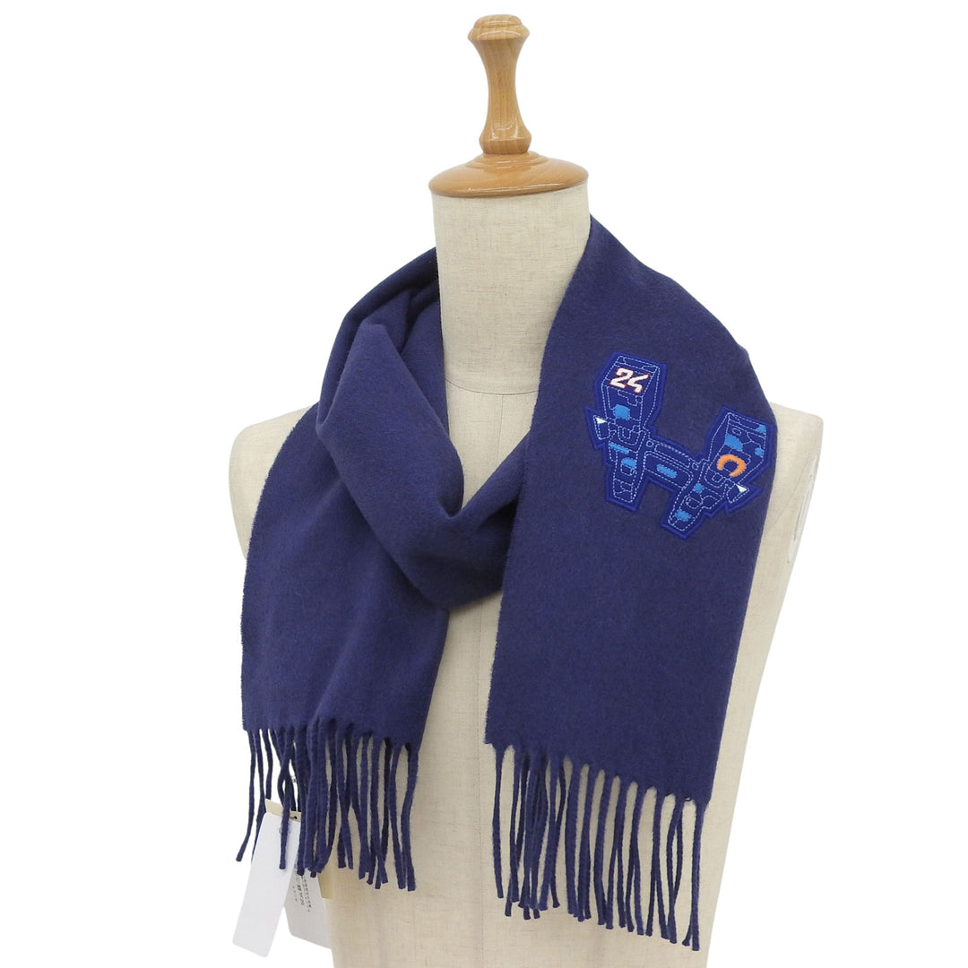 美品 エルメス スカーフ IMPRIME エルメス ODYSEE ネイビー カシミヤ メンズ