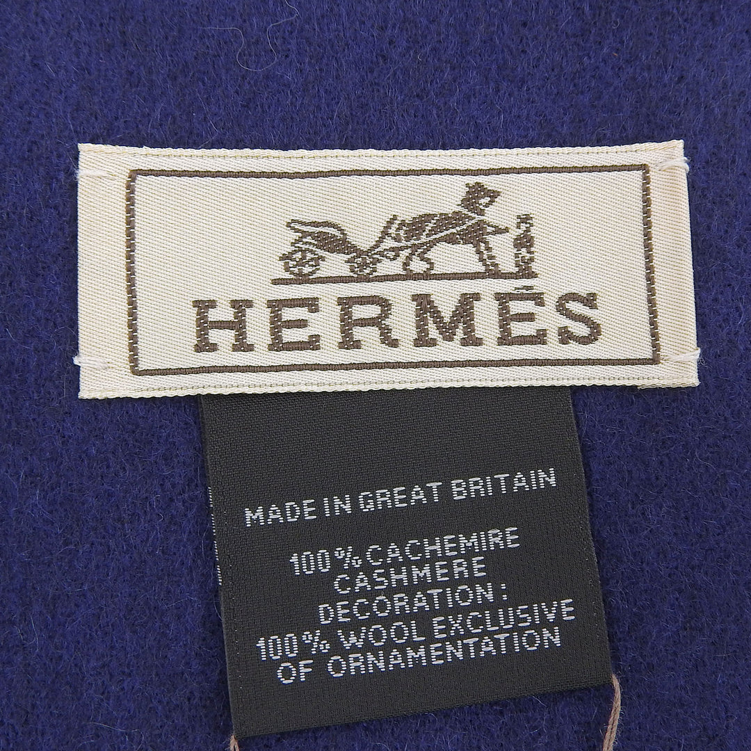 美品 エルメス スカーフ IMPRIME エルメス ODYSEE ネイビー カシミヤ メンズ
