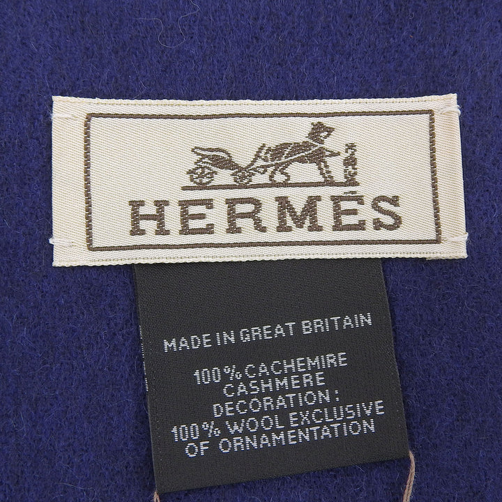 美品 エルメス スカーフ IMPRIME エルメス ODYSEE ネイビー カシミヤ メンズ