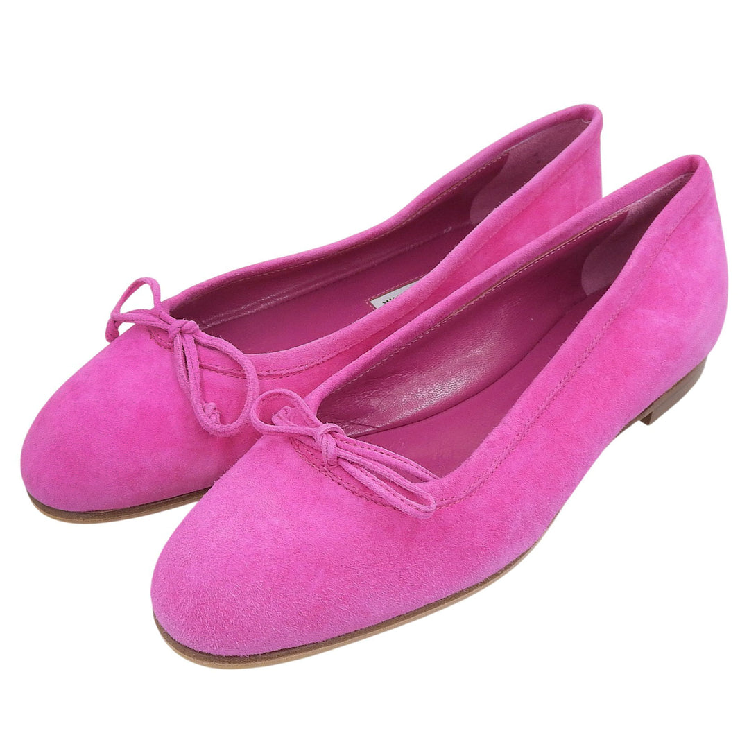 素晴らしい MANOLO BLAHNIK バレエシューズ VERALLI ピンク スエードレザー レディース 36.5