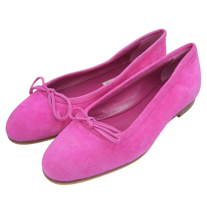 素晴らしい MANOLO BLAHNIK バレエシューズ VERALLI ピンク スエードレザー レディース 36.5