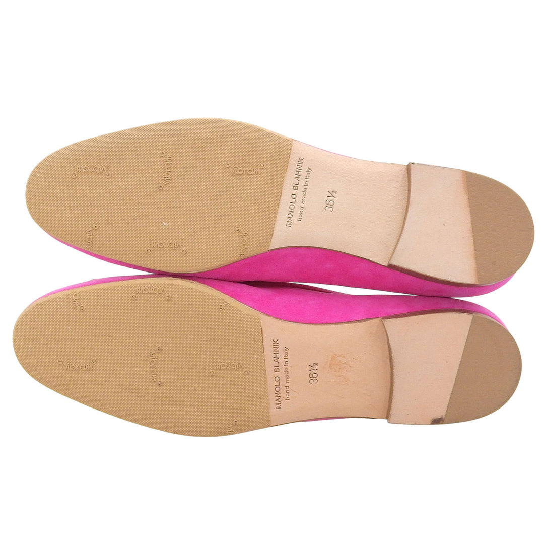 素晴らしい MANOLO BLAHNIK バレエシューズ VERALLI ピンク スエードレザー レディース 36.5