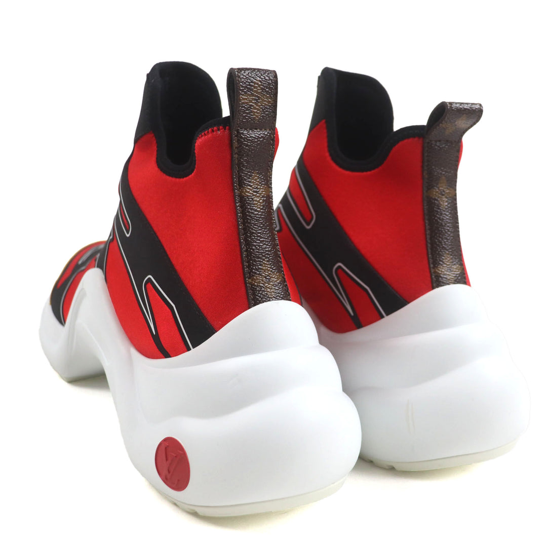 Great LOUIS VUITTON sneakers Arclight line socks Red Black Yellow Nylon mens 42