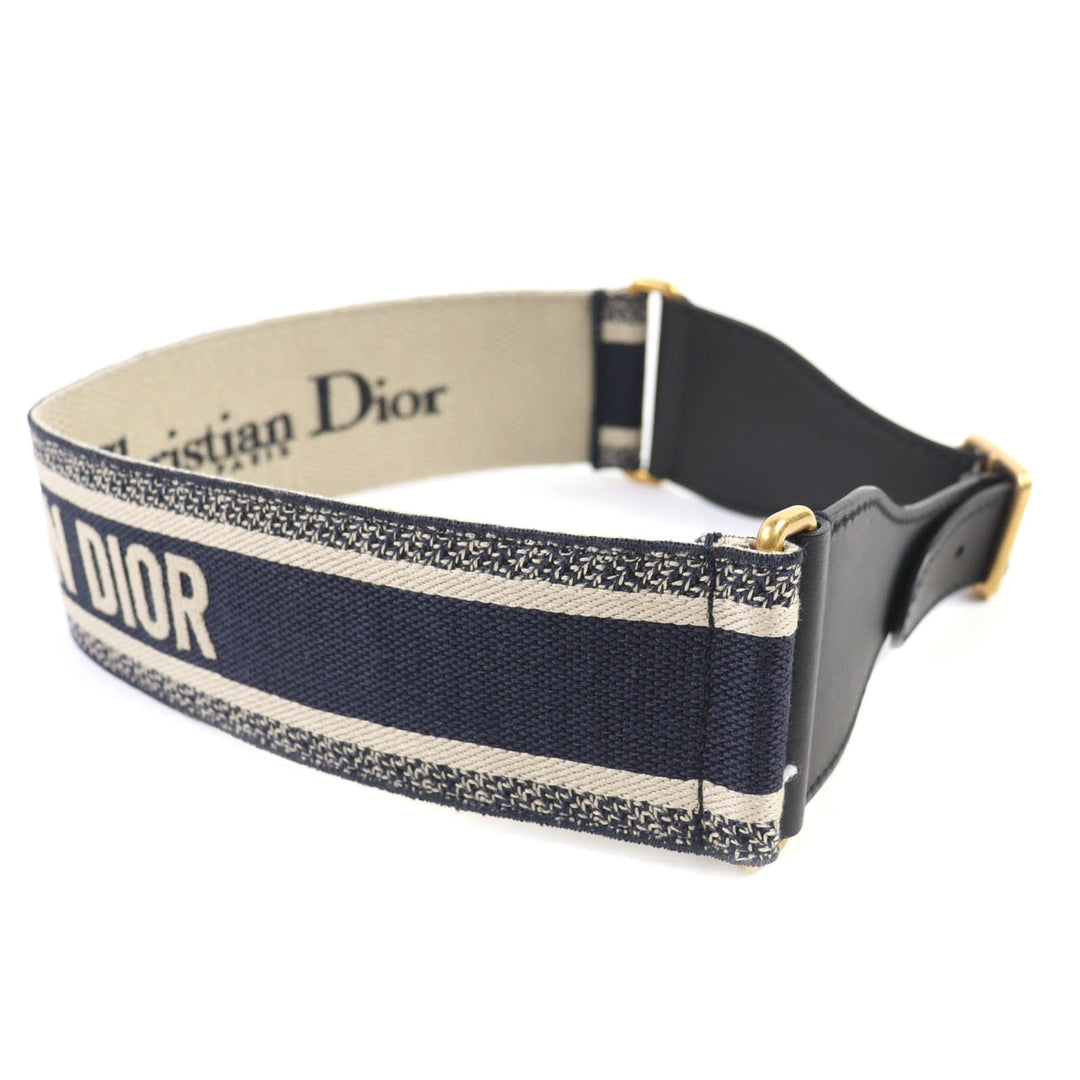 Pristine Christian Dior belt leather combination Navy Ivory Black B0001CBTE