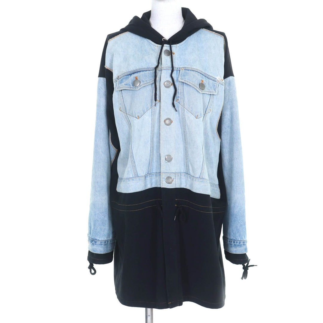 非常に良い GAULTIER JEAN'S デニムジャケット インディゴブラック ポリエステル レディース 40