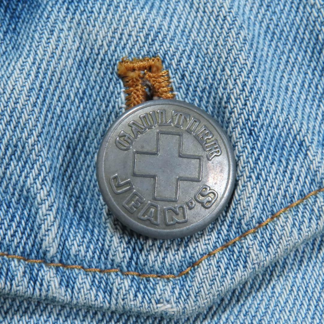 非常に良い GAULTIER JEAN'S デニムジャケット インディゴブラック ポリエステル レディース 40