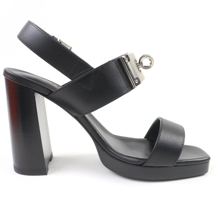 HERMES Sandals Ilona Kelly Buckle Leather black leather Women 36.5