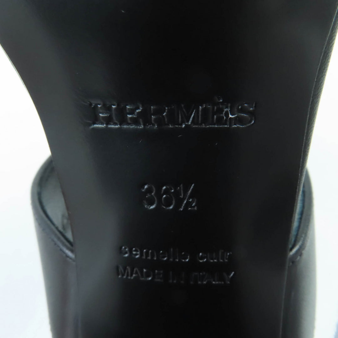 HERMES サンダル イローナ ケリー バックル レザー ブラック レザー レディース 36.5
