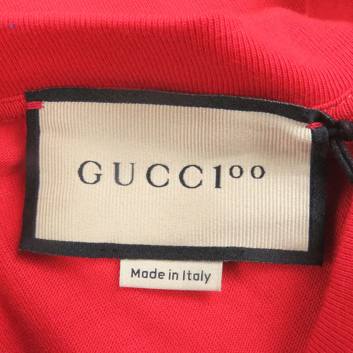 新品 GUCCI Tシャツ 100周年記念Tシャツ レッド コットン メンズ S 655459