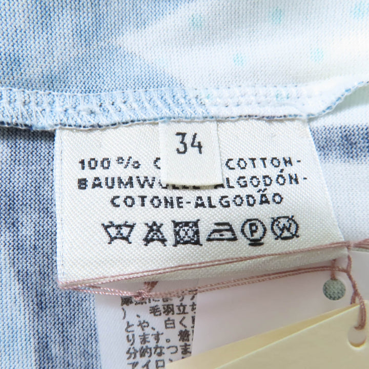 新品 HERMES 半袖Tシャツ Tシャツ ホワイト ブルー系 コットン レディース 34