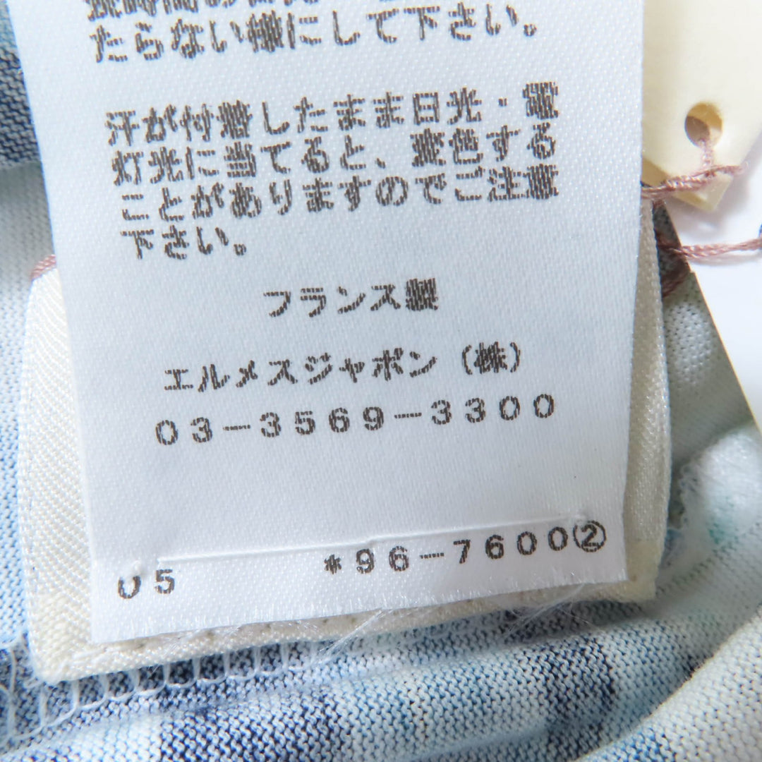 新品 HERMES 半袖Tシャツ Tシャツ ホワイト ブルー系 コットン レディース 34