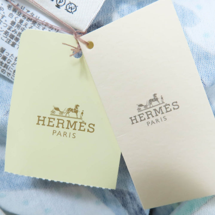 Pristine HERMES Short sleeve T-shirt T-shirt White blue system cotton Women 34
