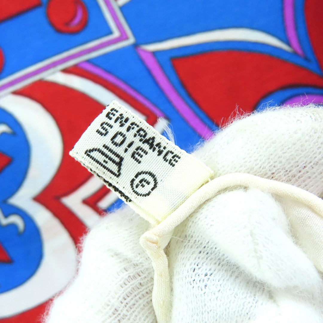 Great HERMES scarf Paisley motif all-over print stole shawl Ivory red blue silk
