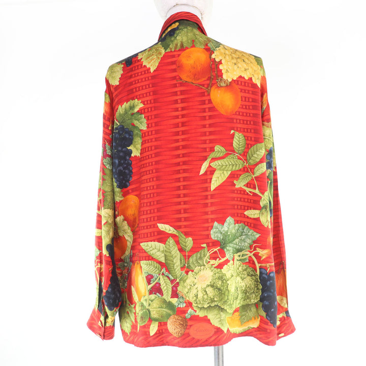 Excellent GUCCI Long sleeve shirt Tom Ford period fruit pattern design silk 42
