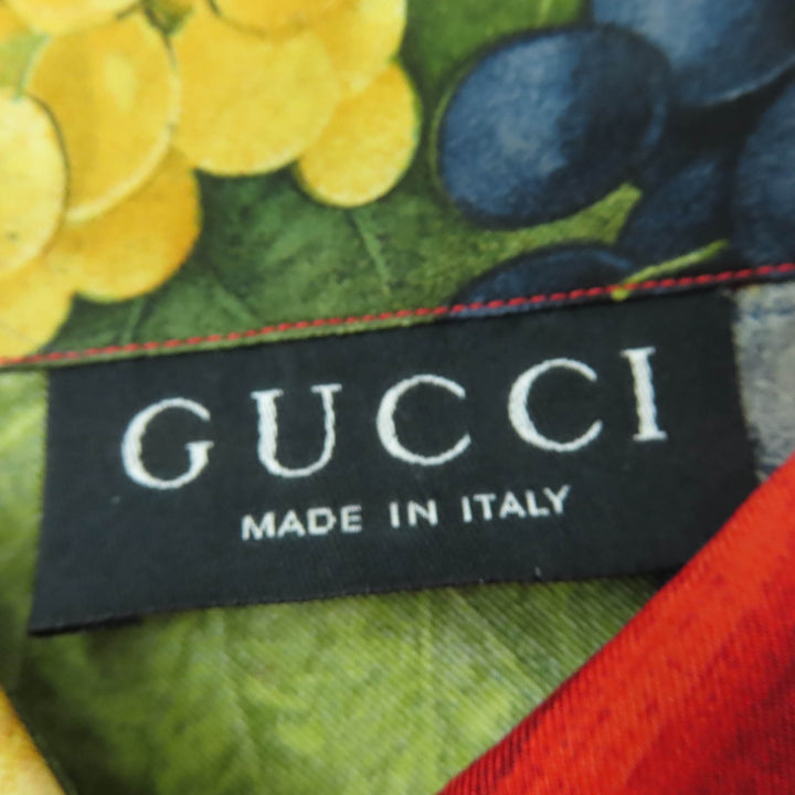 Excellent GUCCI Long sleeve shirt Tom Ford period fruit pattern design silk 42