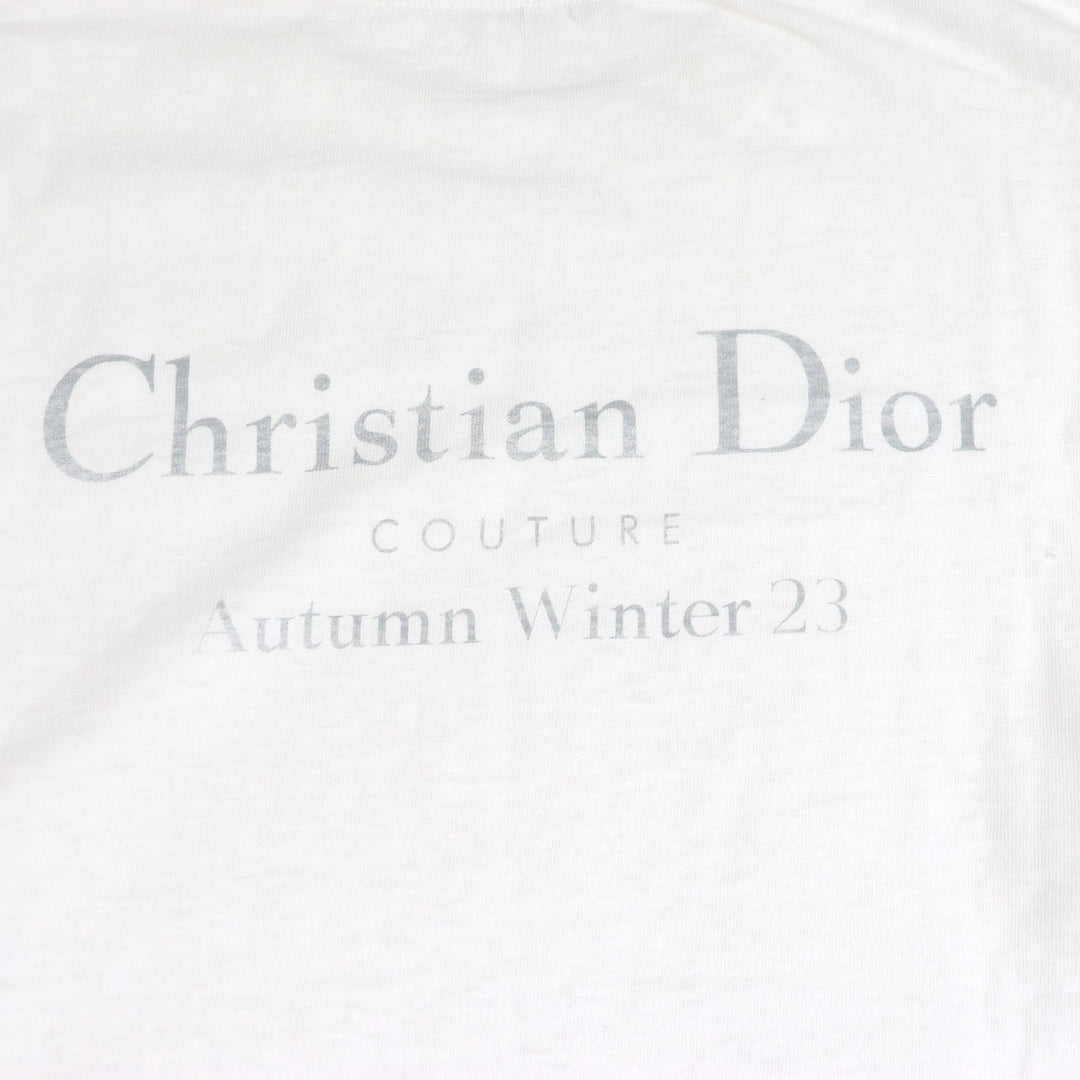 Excellent DIOR Short sleeve T-shirt Damage processing logo print white L