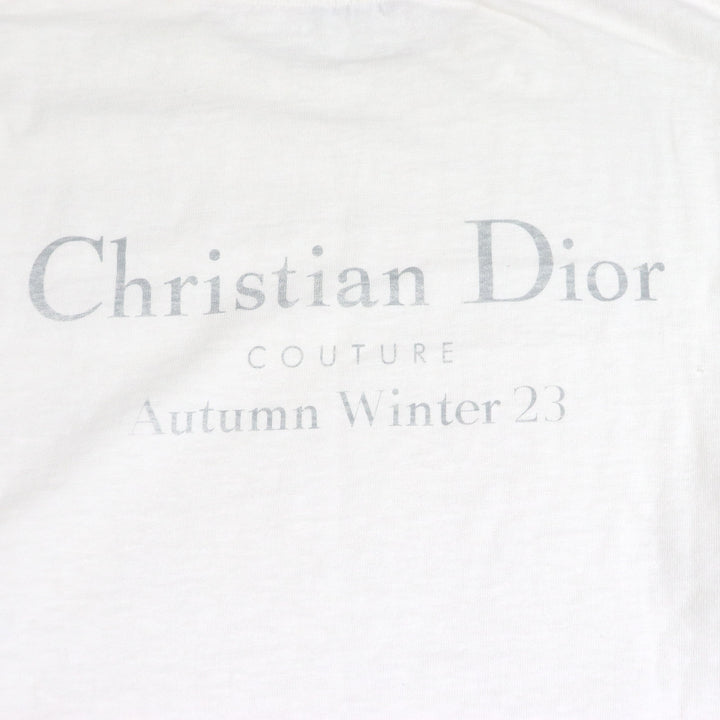 Excellent DIOR Short sleeve T-shirt Damage processing logo print white L