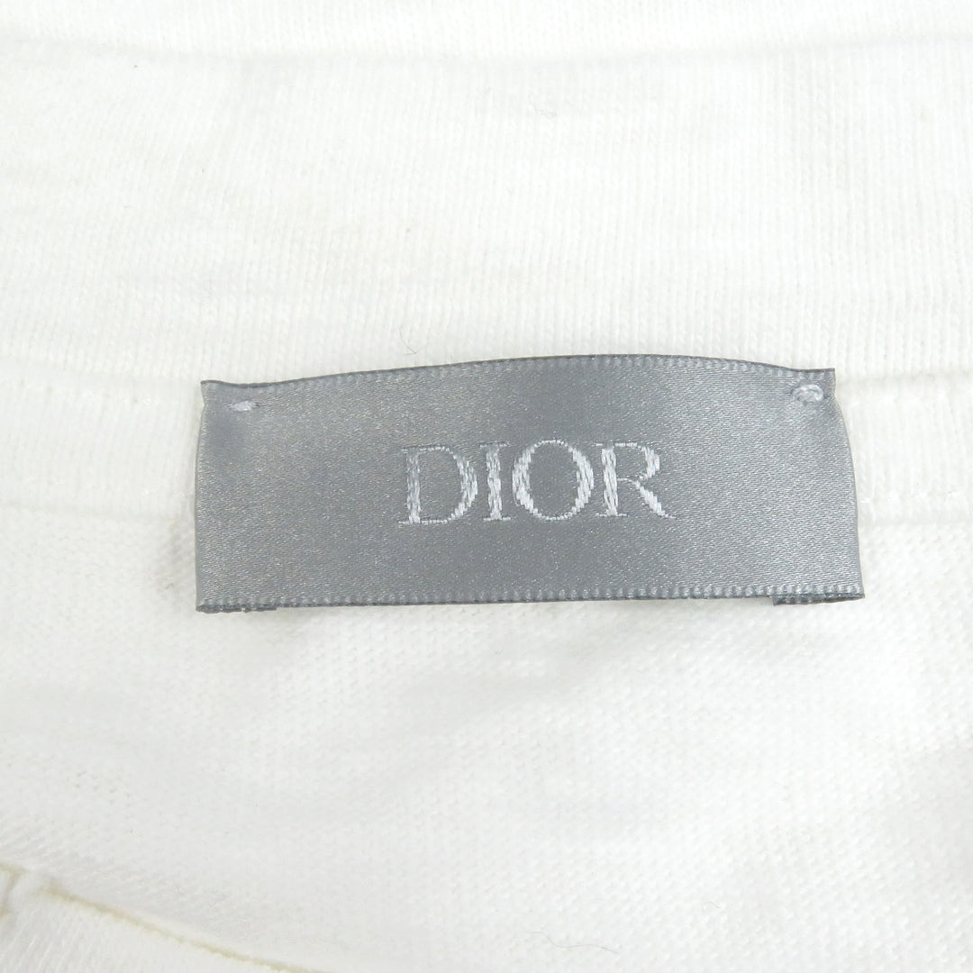 Excellent DIOR Short sleeve T-shirt Damage processing logo print white L