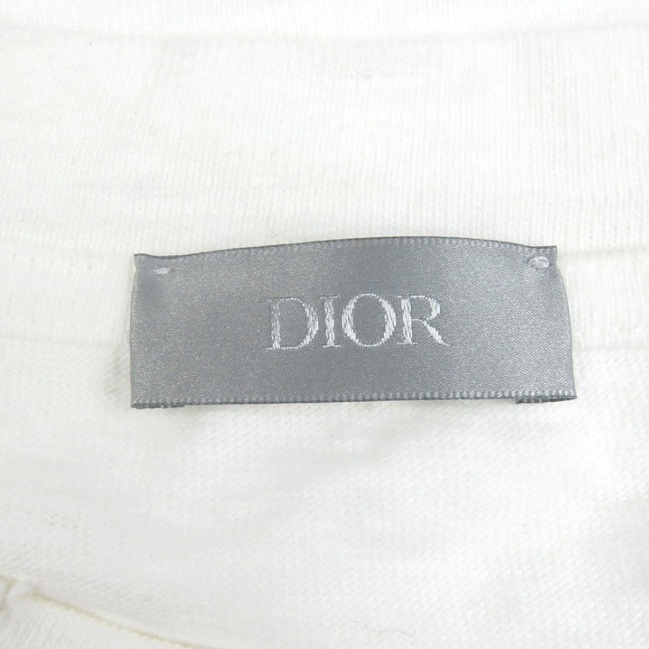 Excellent DIOR Short sleeve T-shirt Damage processing logo print white L