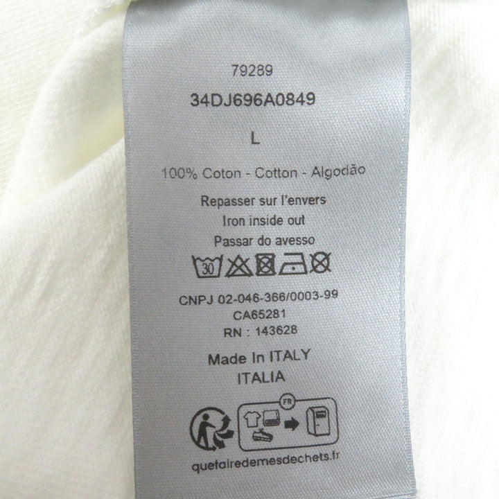 Excellent DIOR Short sleeve T-shirt Damage processing logo print white L