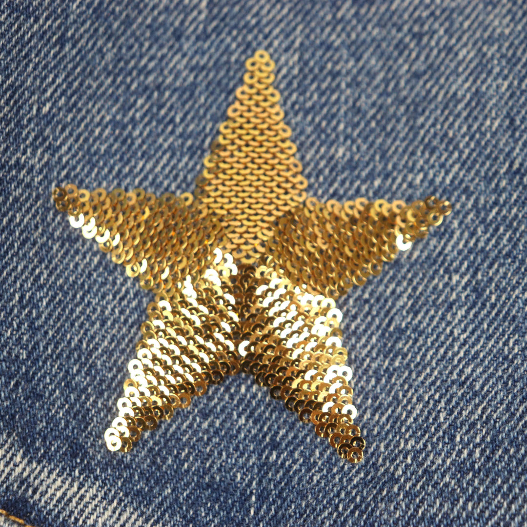 Excellent CELINE Denim Jacket Star Embroidery Loose Teddy Indigo cotton mens L