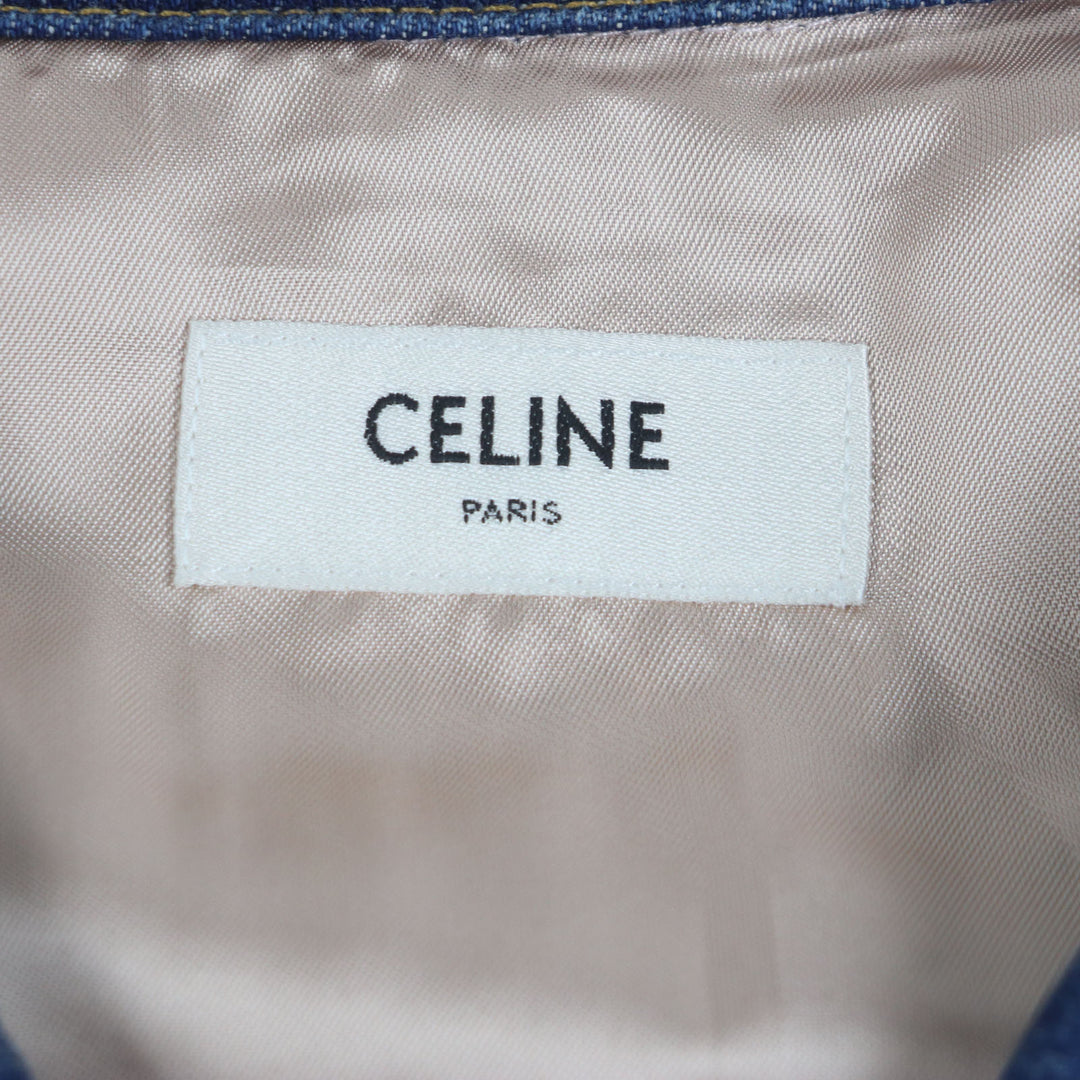 Excellent CELINE Denim Jacket Star Embroidery Loose Teddy Indigo cotton mens L
