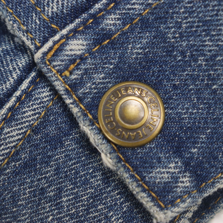 Excellent CELINE Denim Jacket Star Embroidery Loose Teddy Indigo cotton mens L