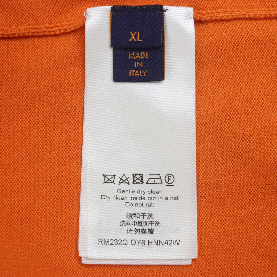 素晴らしい LOUIS VUITTON 半袖ニット オレンジ コットン メンズ XL