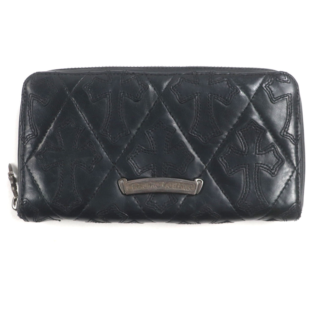 CHROME HEARTS 財布 REG F ZIP ブラックレザー メンズ
