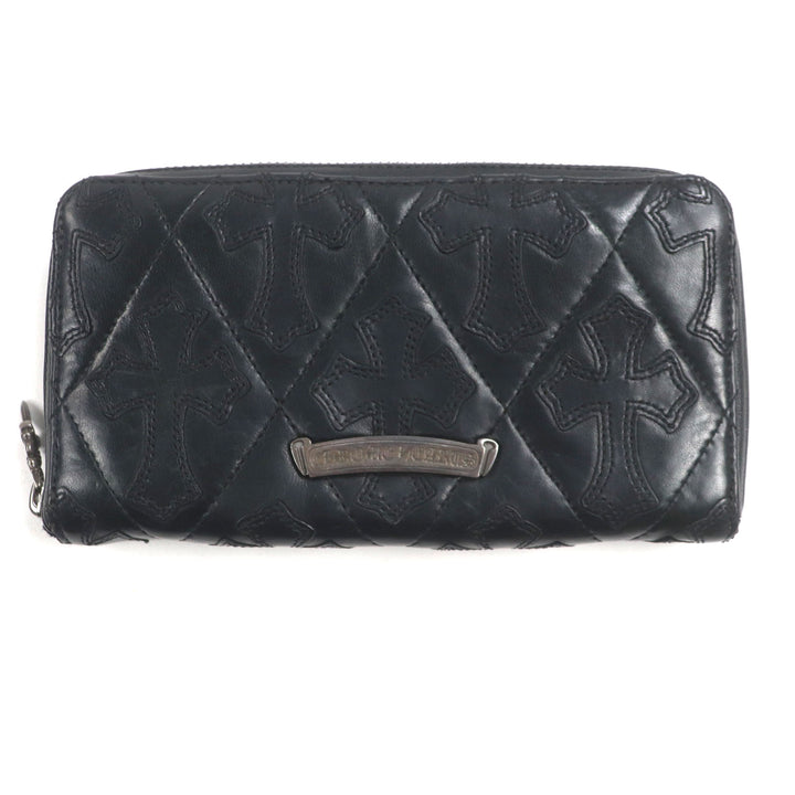 CHROME HEARTS 財布 REG F ZIP ブラックレザー メンズ