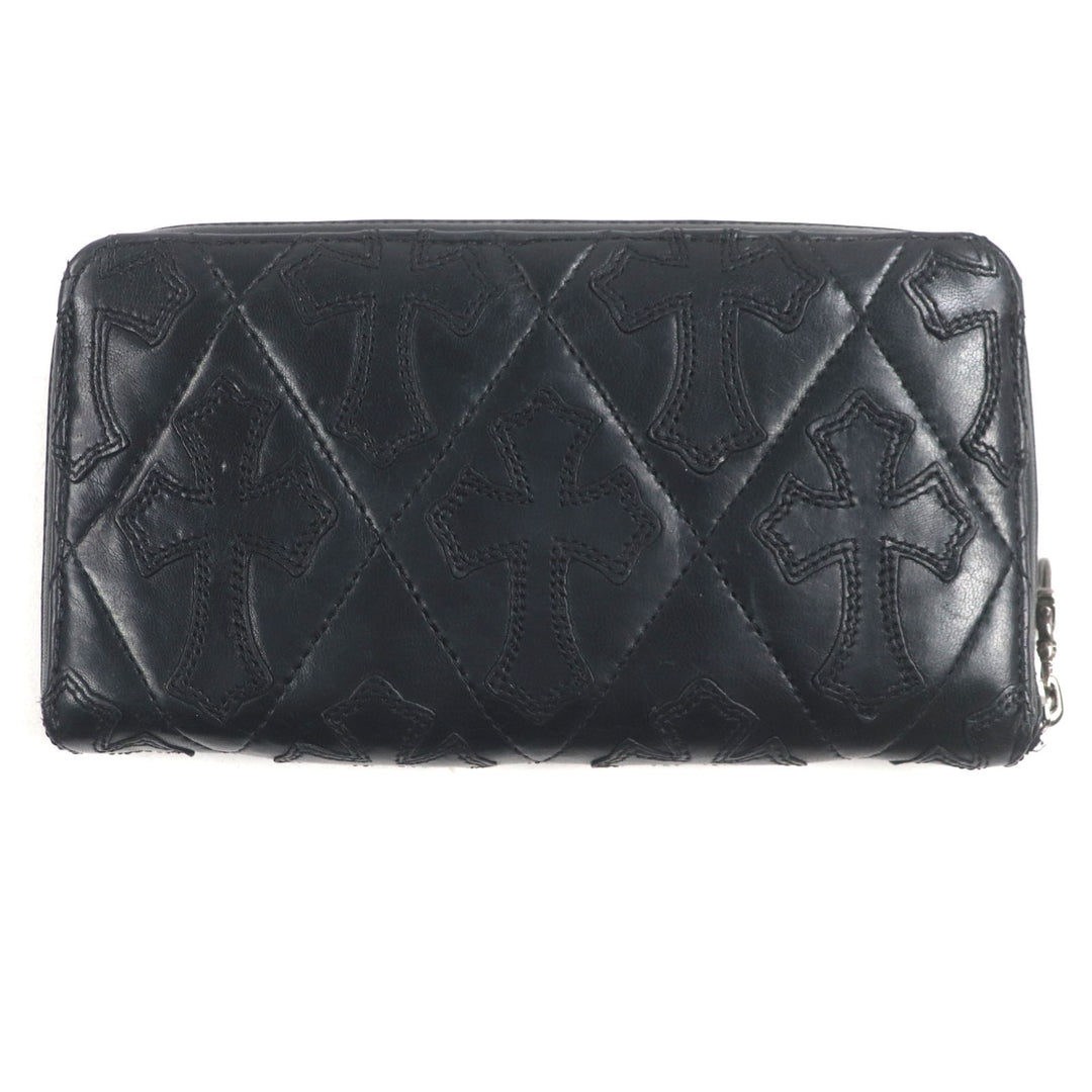 CHROME HEARTS 財布 REG F ZIP ブラックレザー メンズ