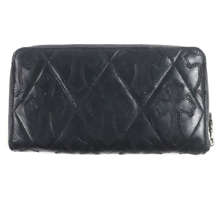 CHROME HEARTS 財布 REG F ZIP ブラックレザー メンズ