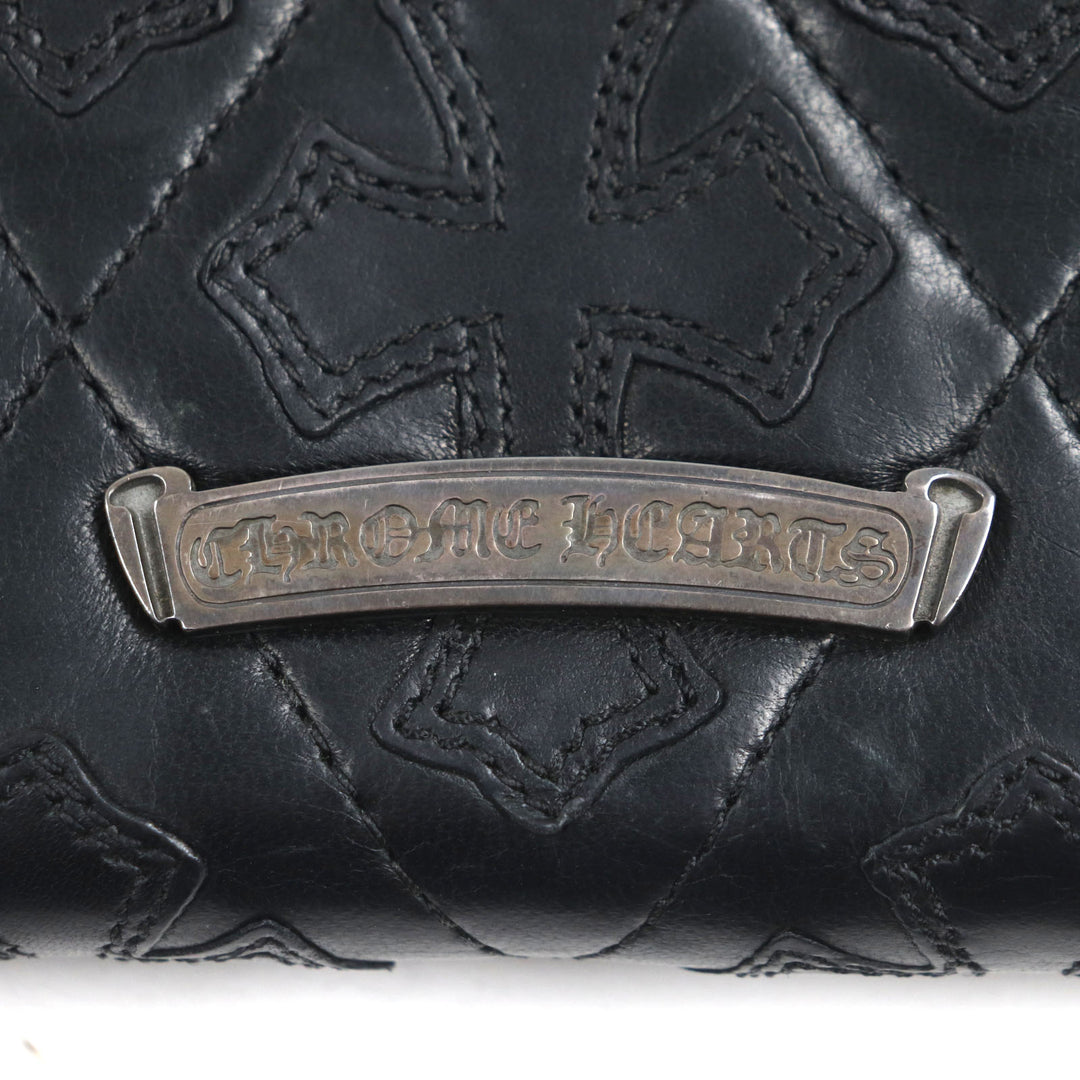 CHROME HEARTS 財布 REG F ZIP ブラックレザー メンズ