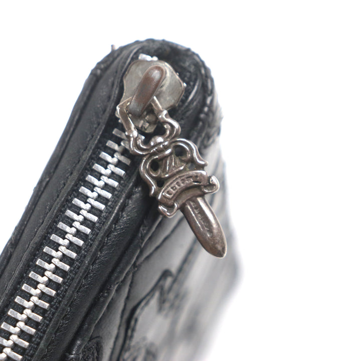 CHROME HEARTS 財布 REG F ZIP ブラックレザー メンズ