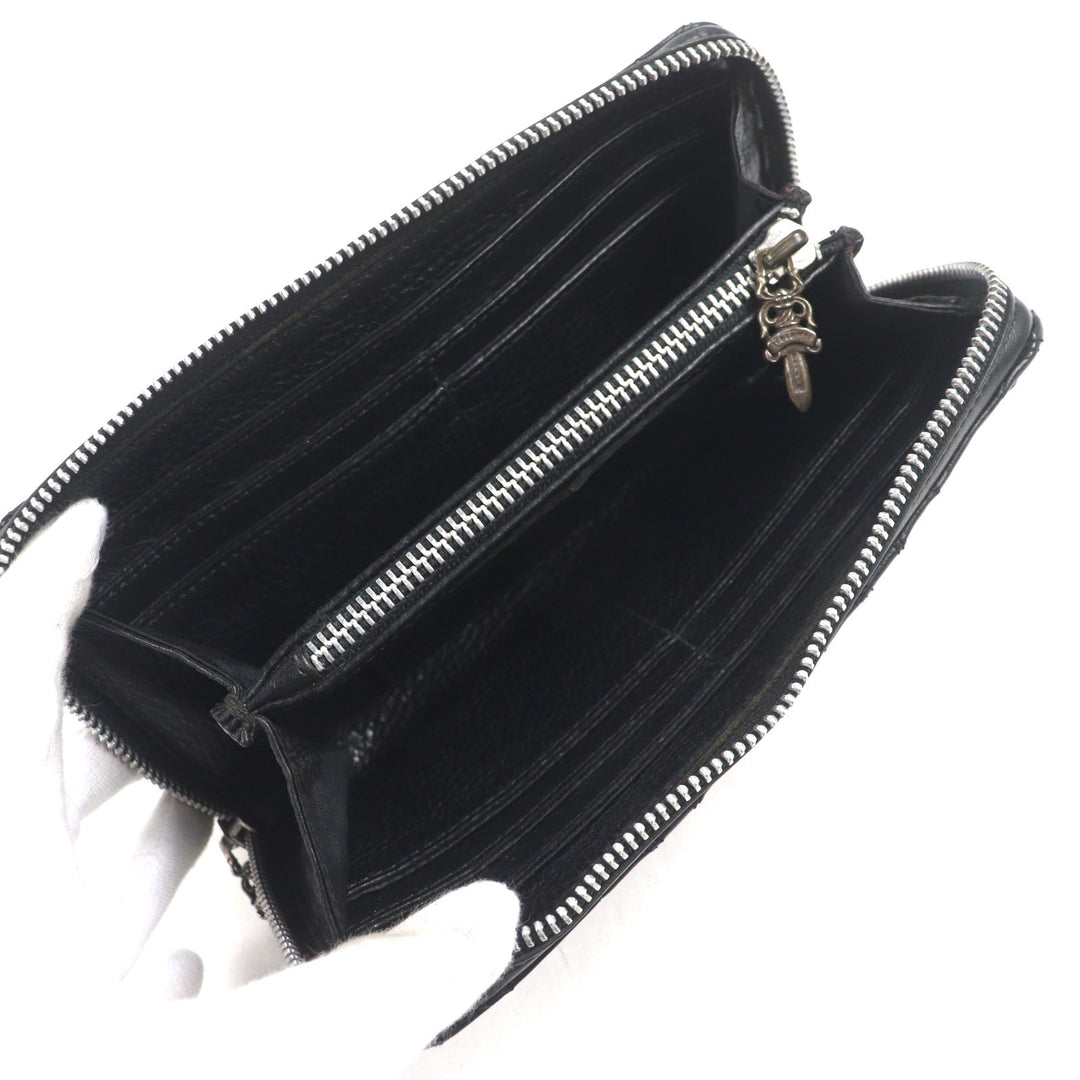 CHROME HEARTS 財布 REG F ZIP ブラックレザー メンズ