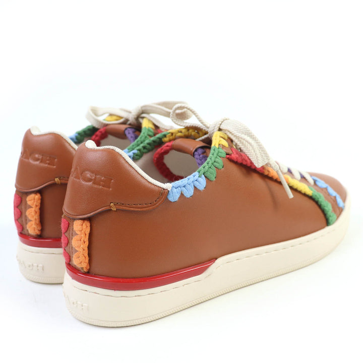 Pristine COACH sneakers Lowline Top Crochet Brown leather Women 38