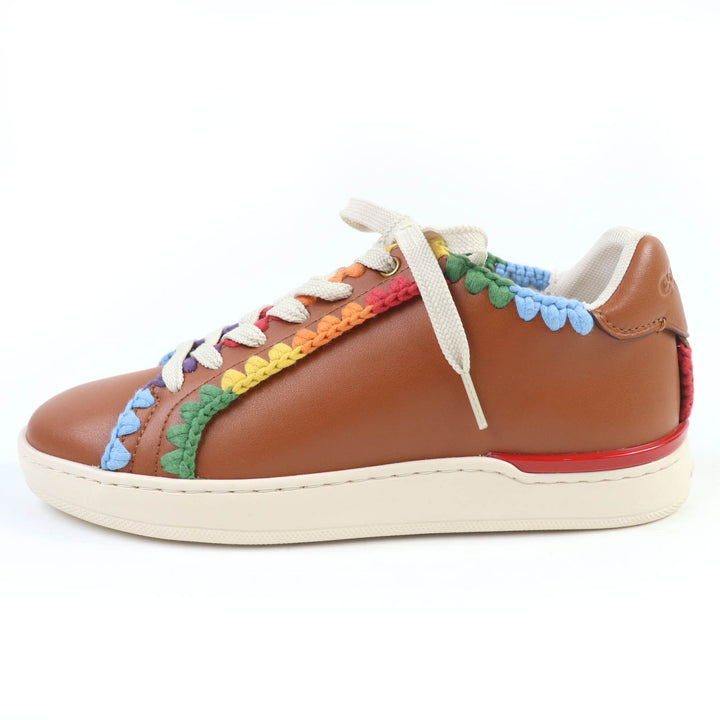 Pristine COACH sneakers Lowline Top Crochet Brown leather Women 38