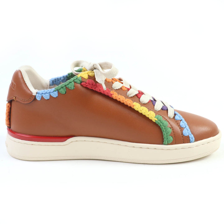 Pristine COACH sneakers Lowline Top Crochet Brown leather Women 38