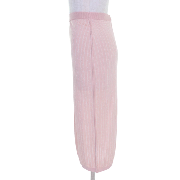 Excellent FENDI Long skirt Logo Stripe Pattern Knit pink Rayon Women 40 FZQ689