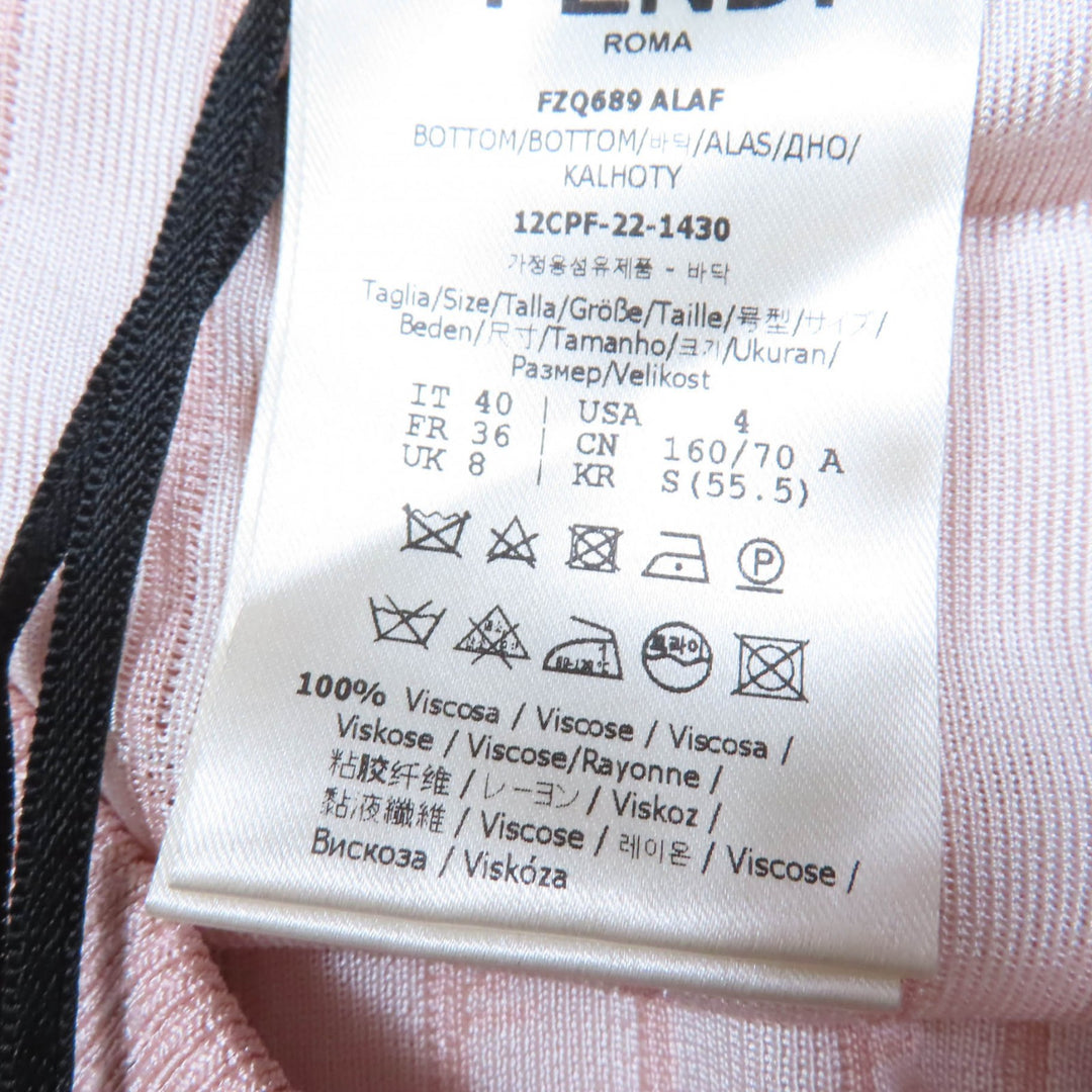 Excellent FENDI Long skirt Logo Stripe Pattern Knit pink Rayon Women 40 FZQ689