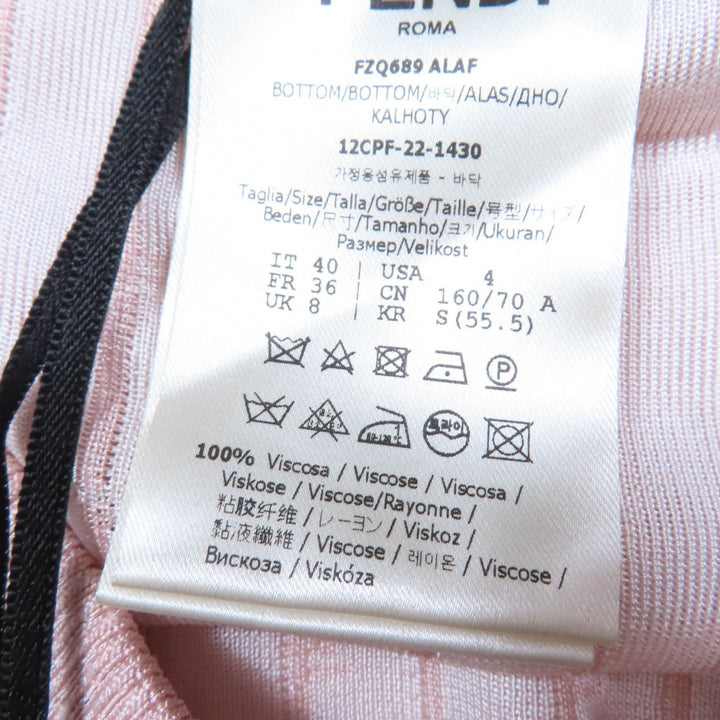 Excellent FENDI Long skirt Logo Stripe Pattern Knit pink Rayon Women 40 FZQ689