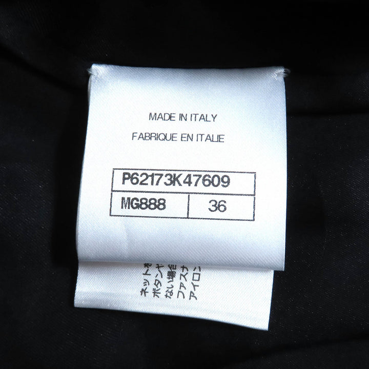 Excellent CHANEL COCO Mark Pull-Top Knit Blouson Zip-Up Jacket Black White wool 36 P62173