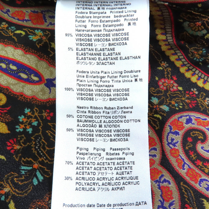 Excellent ETROcoat Paisleylining,embroidered pattern,nocollar,long black wool 38