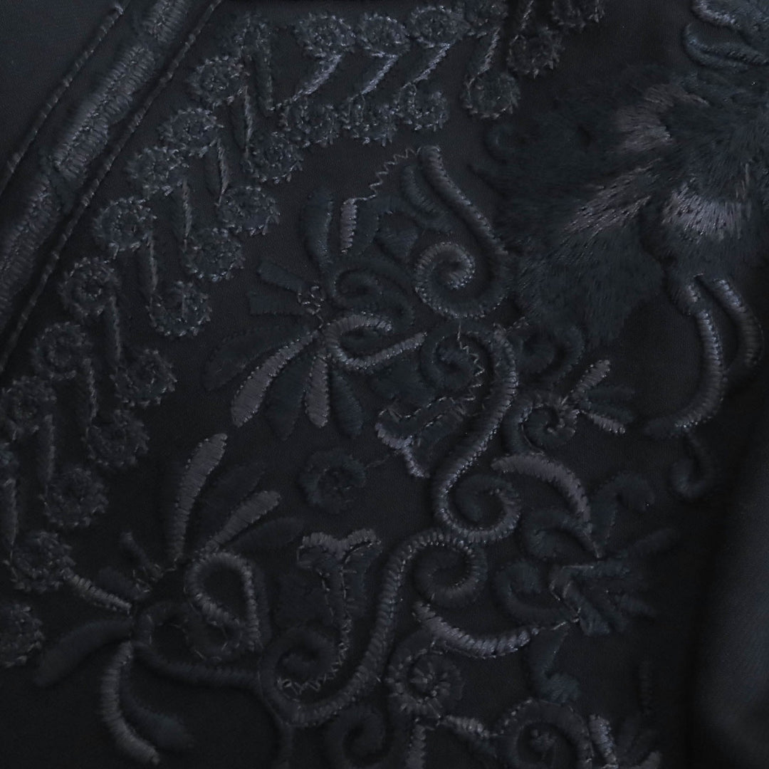 Excellent ETROcoat Paisleylining,embroidered pattern,nocollar,long black wool 38