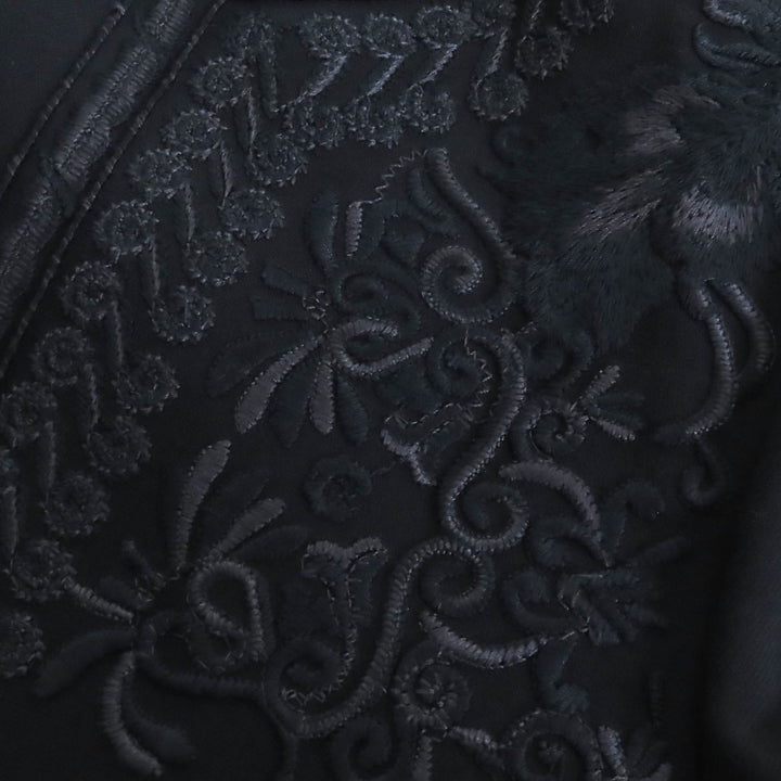 Excellent ETROcoat Paisleylining,embroidered pattern,nocollar,long black wool 38
